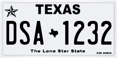 TX license plate DSA1232