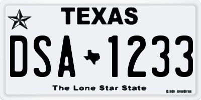 TX license plate DSA1233
