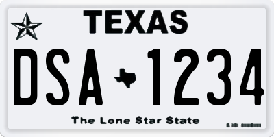 TX license plate DSA1234