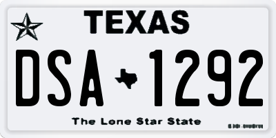 TX license plate DSA1292