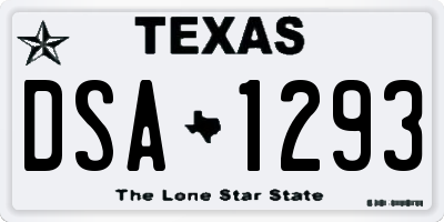 TX license plate DSA1293