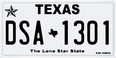 TX license plate DSA1301