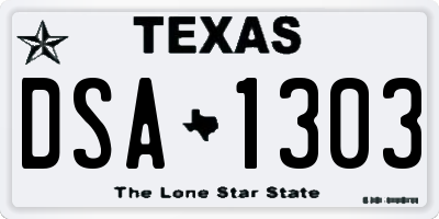 TX license plate DSA1303