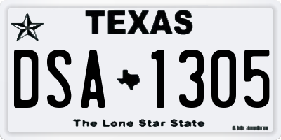 TX license plate DSA1305