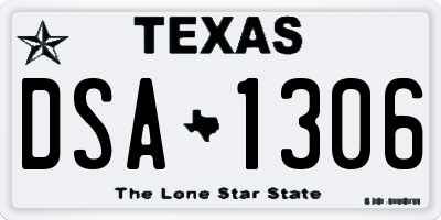 TX license plate DSA1306