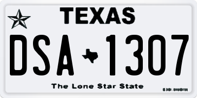 TX license plate DSA1307