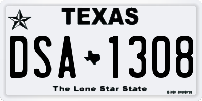 TX license plate DSA1308