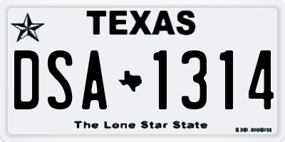 TX license plate DSA1314