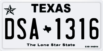 TX license plate DSA1316