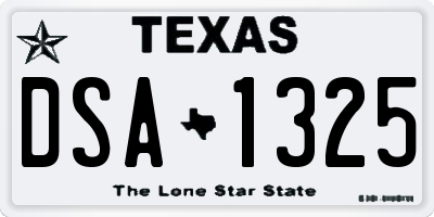 TX license plate DSA1325