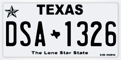 TX license plate DSA1326