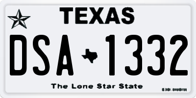 TX license plate DSA1332