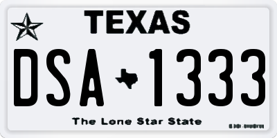 TX license plate DSA1333