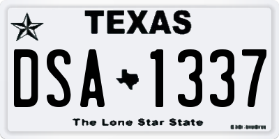 TX license plate DSA1337