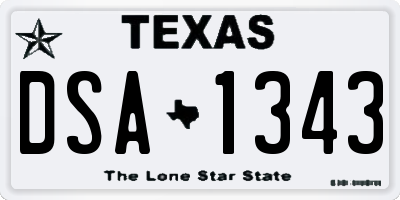 TX license plate DSA1343