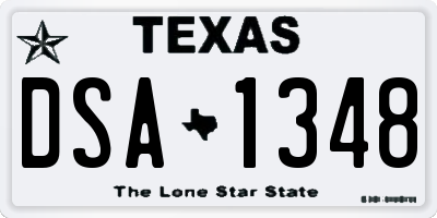 TX license plate DSA1348