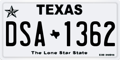 TX license plate DSA1362