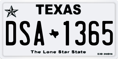 TX license plate DSA1365