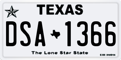 TX license plate DSA1366