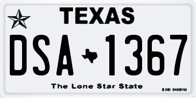 TX license plate DSA1367