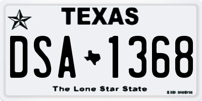TX license plate DSA1368