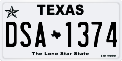 TX license plate DSA1374