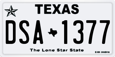 TX license plate DSA1377