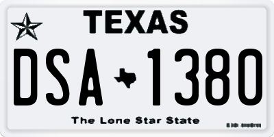 TX license plate DSA1380