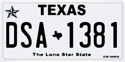 TX license plate DSA1381