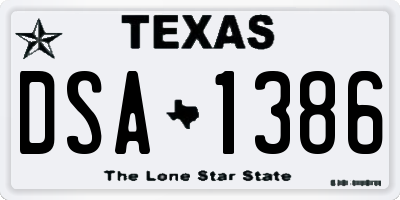 TX license plate DSA1386