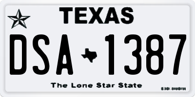 TX license plate DSA1387