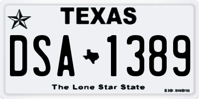 TX license plate DSA1389