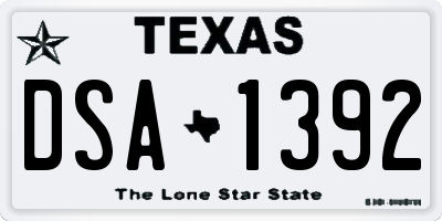 TX license plate DSA1392