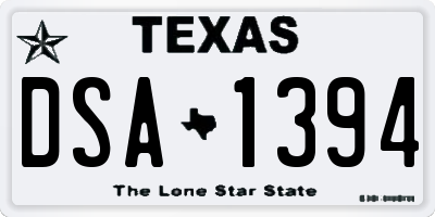 TX license plate DSA1394
