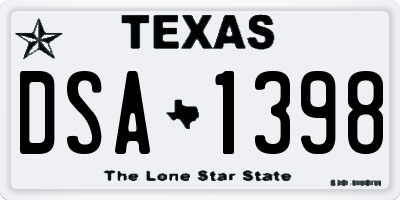TX license plate DSA1398
