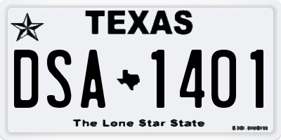 TX license plate DSA1401