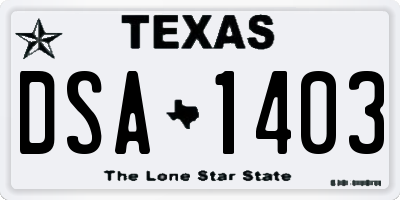 TX license plate DSA1403