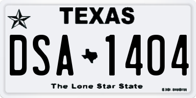 TX license plate DSA1404