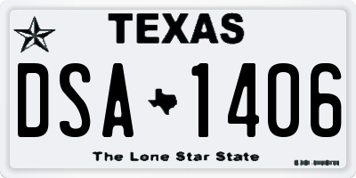 TX license plate DSA1406