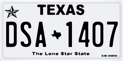 TX license plate DSA1407