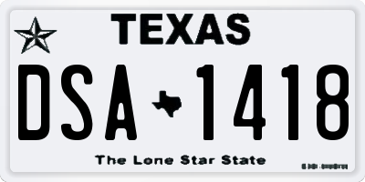 TX license plate DSA1418
