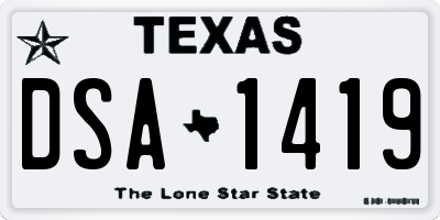 TX license plate DSA1419