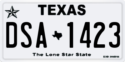 TX license plate DSA1423