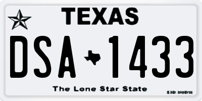 TX license plate DSA1433