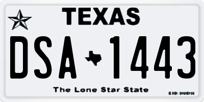 TX license plate DSA1443