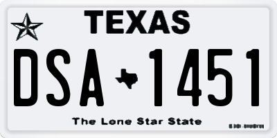 TX license plate DSA1451