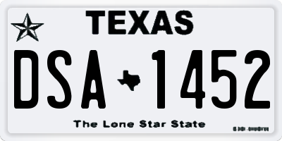 TX license plate DSA1452