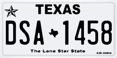 TX license plate DSA1458
