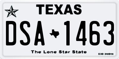 TX license plate DSA1463