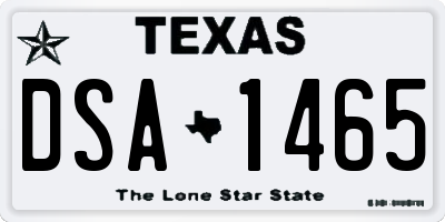 TX license plate DSA1465